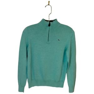 VINEYARD VINES Boys’ Classic Quarter Zip Sweater, Light Green, Size Medium, NWOT